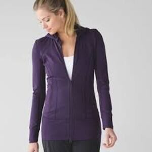 Lululemon Daily Practice Long Hoodie Jacket Purple Full Zip Hooded Sz 12